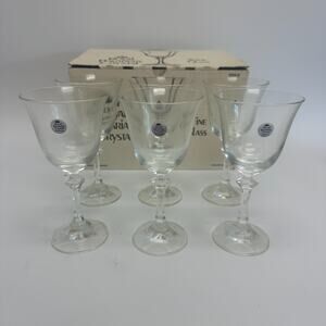 Set of 6 Vintage Royal Bavarian Crystal Wine Glasses – Hand Cut Germany, 6.5"